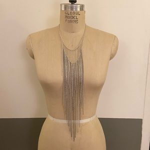 Silver chain and Rhinestone Necklace & Earring set